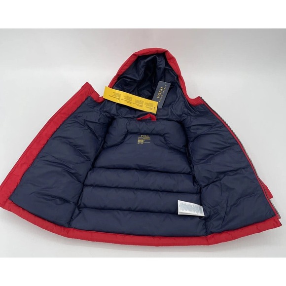 Polo Ralph Lauren Down Puffer Jacket 24 Months Red Hood - Picture 6 of 10